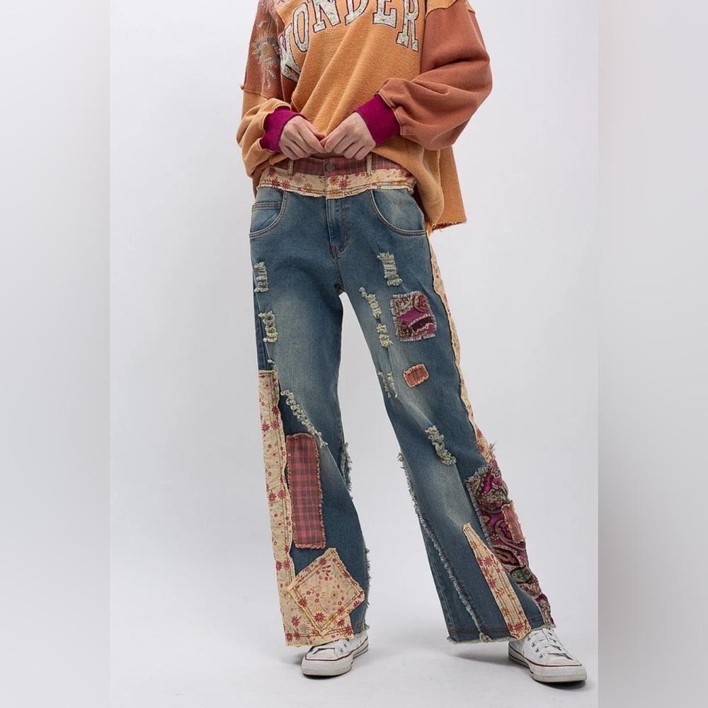 Blue Pepper Patchwork Blue Jeans NWT pinks XL